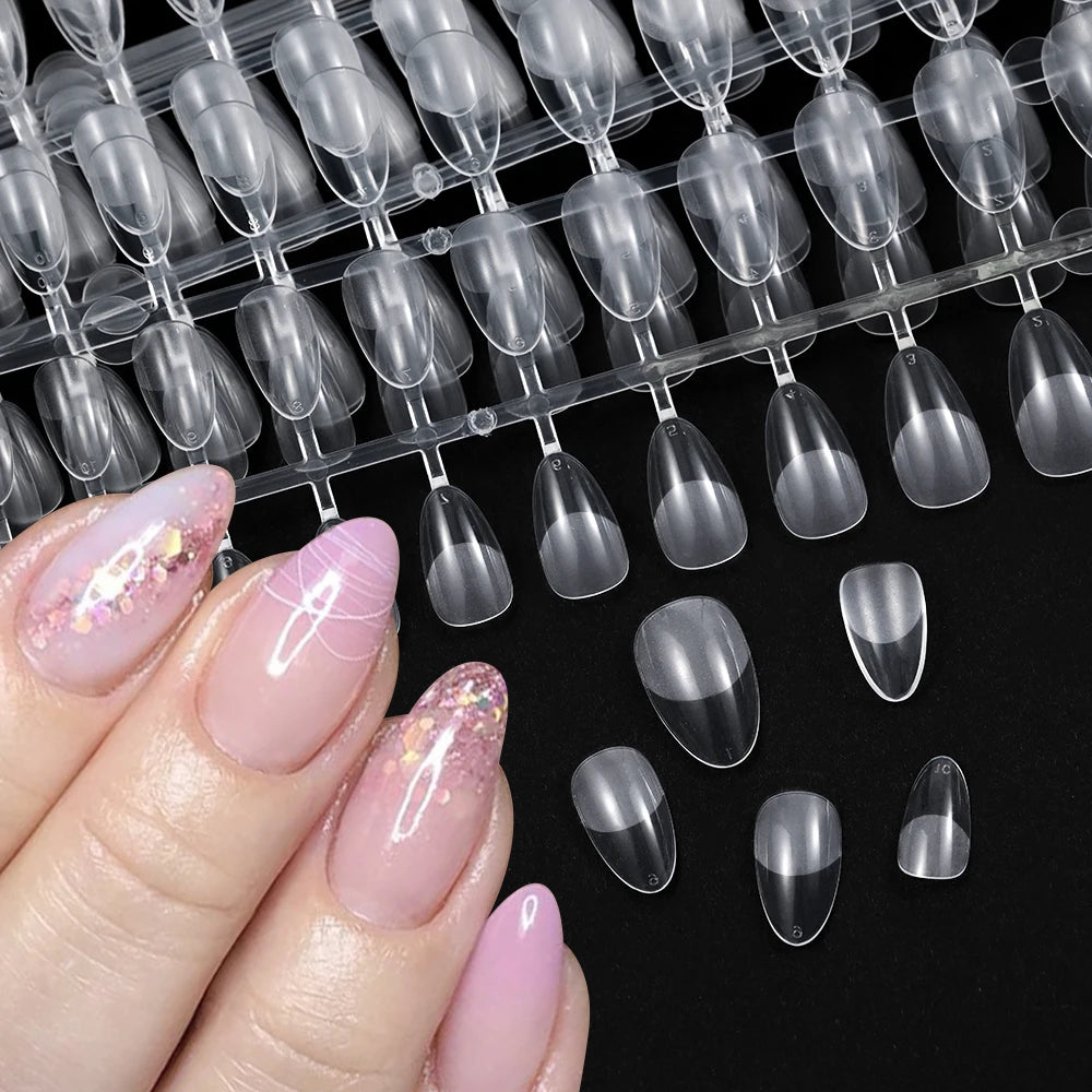 240pcs XS Fake Nails Short Square/Almond False Nail Tips Half Matte Acrylic Square Fingernails DIY For Manicure Extension Tools