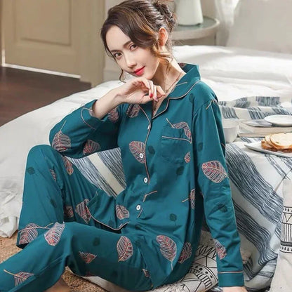 100% Cotton Pajama For Women Winter Soild Pink Pijamas Feminino Warm Sleepwear White PJ 2024 Fashion Pure Cotton Pyjama Femme 857