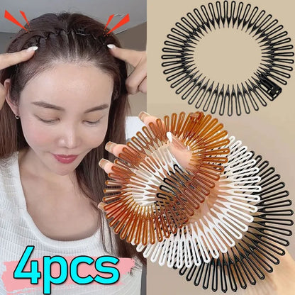 Rhinestone Plastic Full Circle Stretch Diamond Flexible Comb Women Girl Flexible Plastic Circle Teeth Hair Accessories Wholesale