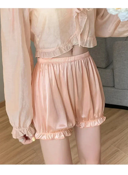 Summer Thin Safety Pants Women JK Leggings Women Anti-slip Safety Pants Women Loose Wear Shorts Home Pajama Pants Women White