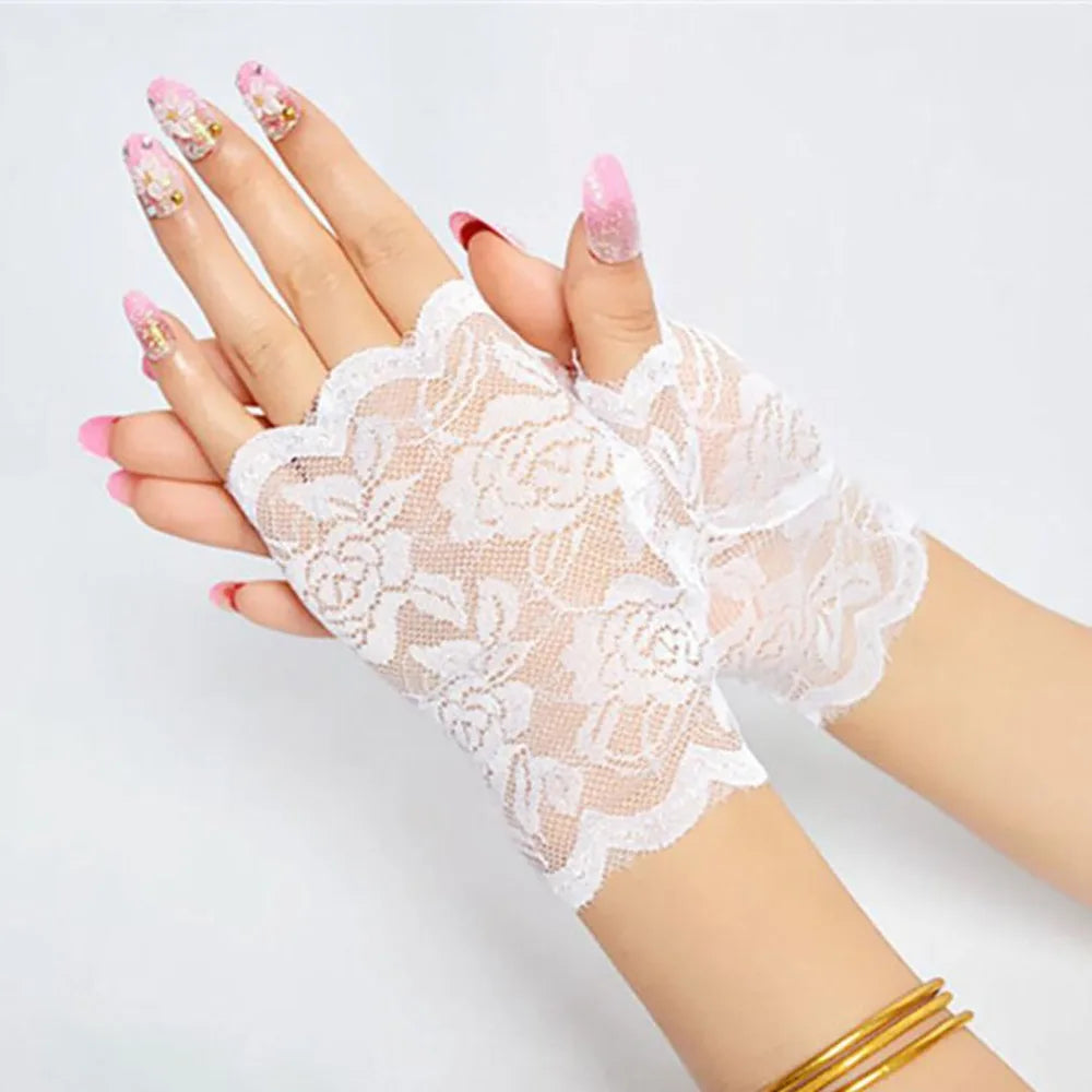 Best Sale Sailor Dance Long Fingerless Womens Sexy Lace Gloves Ladies Half Finger Fishnet Gloves Heated Mesh Mitten Handschoenen Badiee Stylez