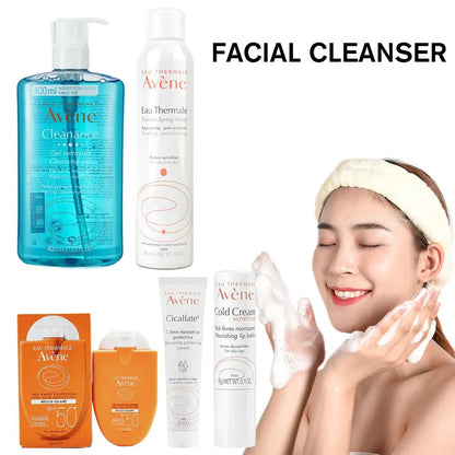 Avene Deep Cleansing Facial Cleanser Removes Face Dirt Whitening Cold Cream SPF50+ Sunscreen Moisturizing Gel Skin Care Set