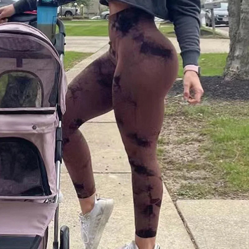 Women Tiedye Gym Leggings Seamless Mujer Push Up Booty Pants Scrunch Sports Fitness High Waist Workout Yoga Leggins Drop Ship