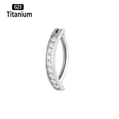 G23 Titanium Piercing 14G Belly CZ Button Ring Reverse Curved Navel Ring Women Bar Length Barbell Piercing Body Jewelry Earrings Titanium Button Ring