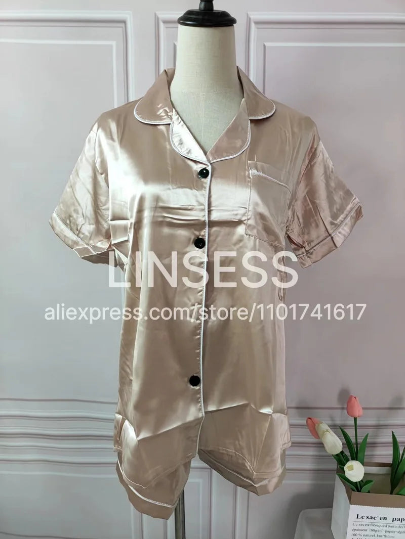 BPersonalised Satin Sleep Shorts Bridesmaid Pyjamas Set Matching Bridesmaid Proposal Gift Her For Women Silk Sleepwear Pajamas Champagne