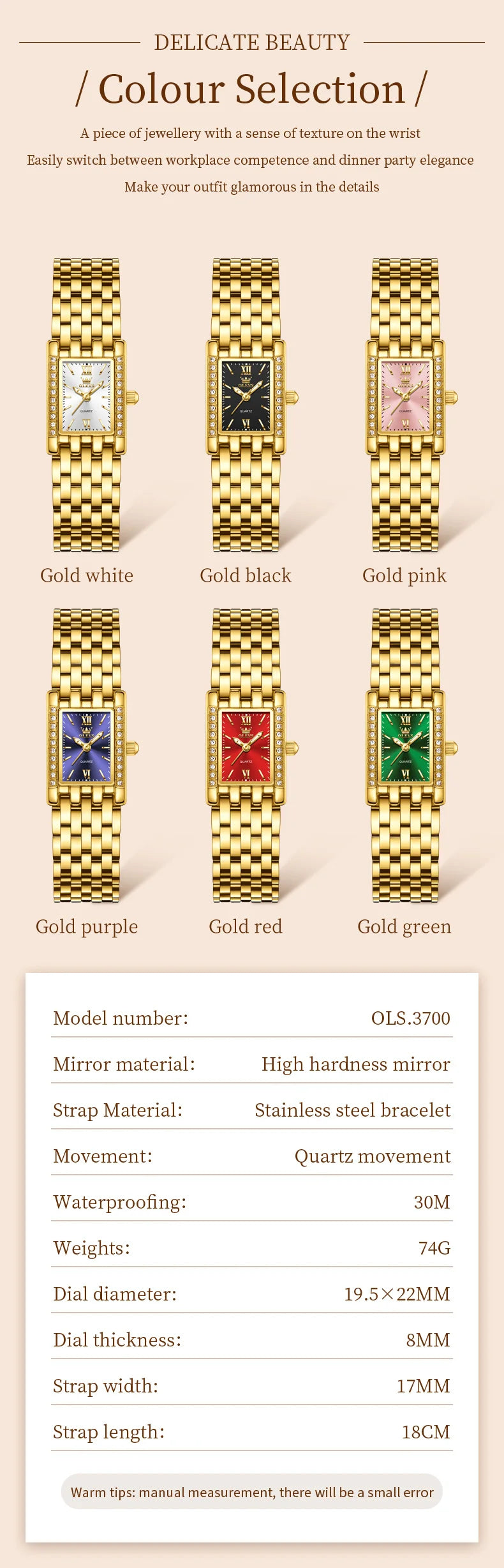 OLEVS 3700 Elegant Original Women Watches Quartz Watch Diamond Watch For Woman Square Watch Ladies Gifts New Reloj Mujer