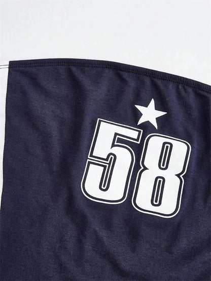 Women's Letter and Star Print Tube Top Summer Y2k Clothes Off the Shoulder Backless Cropped Top Streetwear