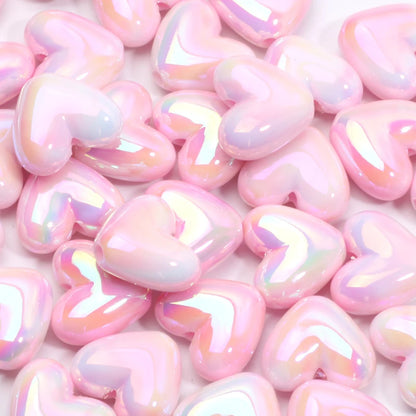 10pcs 15x17mm Macarons ABS Spacer Beads Gradients Heart Acrylic Beads For Diy Jewelry Making Bracelet Necklace Earrings Pendant C06597