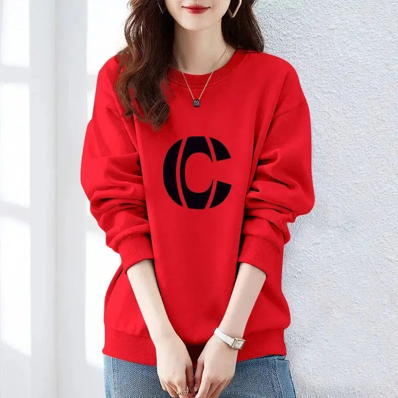 Women Clothing Spring Autumn Long Sleeve Print Letter Loose Casual Hoodies Sweatshirts Lazy Style All-match Tops Trend Fashion
