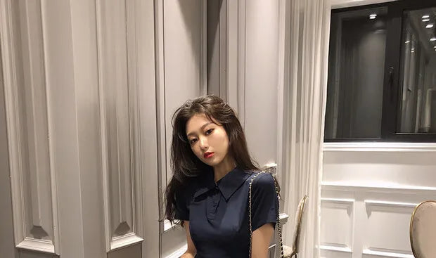 Hebe Sle Retro Collar Little Bla Dr Women Sweet And Spicy Waist Cinching Summer ort Sve High Waist A-Line Dr