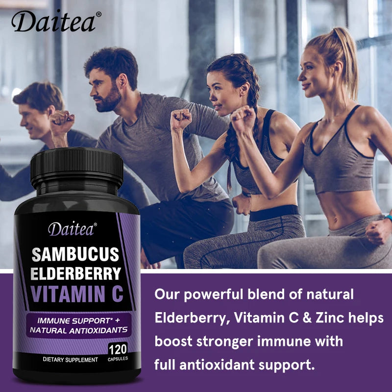 Elderberry - Supports Immune Health, Respiratory Health, Antioxidant, Rich in Vitamin C and Zinc - 120 Capsules