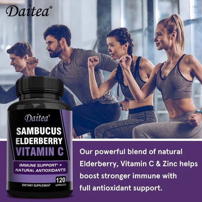 Elderberry - Supports Immune Health, Respiratory Health, Antioxidant, Rich in Vitamin C and Zinc - 120 Capsules