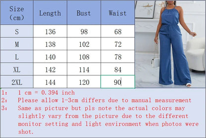 Women's Casual Blue Jumpsuit Spaghetti Straps Waist Tie Great for Daily Wear Shopping Trips Fashionable Hangouts Badiee Stylez