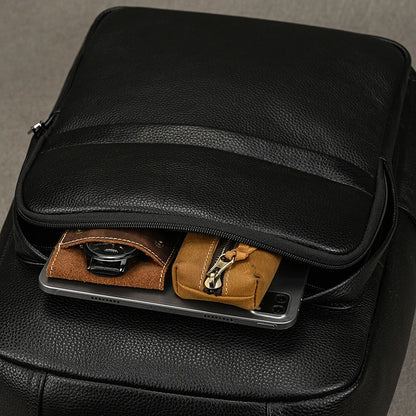 Hot Sale 15.6" Men Laptop Backpack Genuine Leather Waterproof Backpack Fashion Travel Bags School Bag Leather Bookbag Daypack