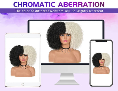 Latisha 13X6 HD Synthetic Lace Front Wigs Curly Pre Plucked Lace Frontal Wig with Bangs for Women Highlight with Babyhair 24Inch Badiee Stylez