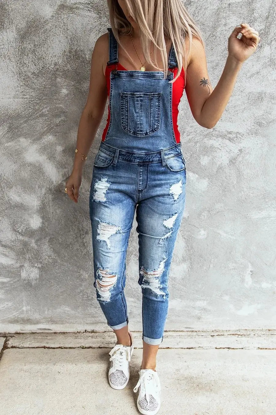 Denim Overalls Women 2023 Ripped Jeans Lady Jumpsuit Elastic Denim One Piece Pants Suspender Trousers Female Rompers Streetwear