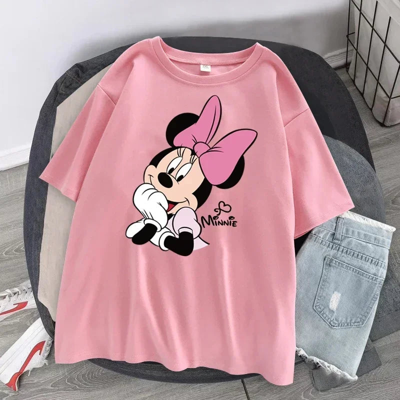 Women's T-shirt Cartoon Streetwear Mickey Mouse Women Tee Korean Loose Short Sleeve T Shirt Summer Y2k Clothes Tops Badiee Stylez