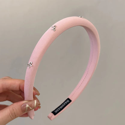 1pc/3pcs butterfly tie headband simple solid color fabric sponge head buckle headband accessory Pink