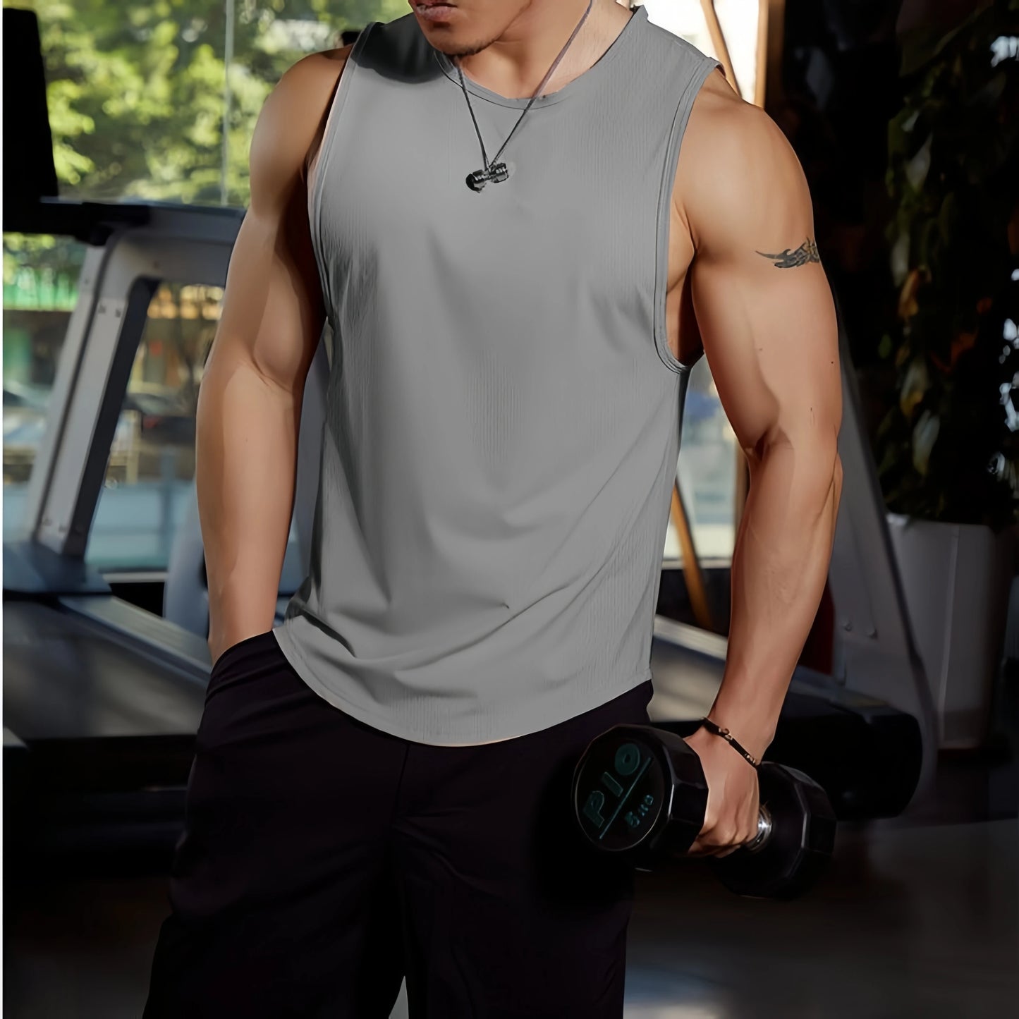 New Men's Gym Tank Top Fitness Training Clothing Quick-drying Loose Bodybuilding Sleeveless Shirt Men Fashion Basketball Vest Picture color 3