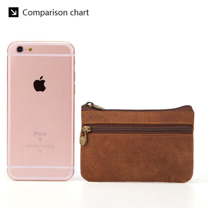 New Cow Leather Men's And Women's Change Vintage Coin Bag Headphone Purse Storage Mini Bag For Man And Woman