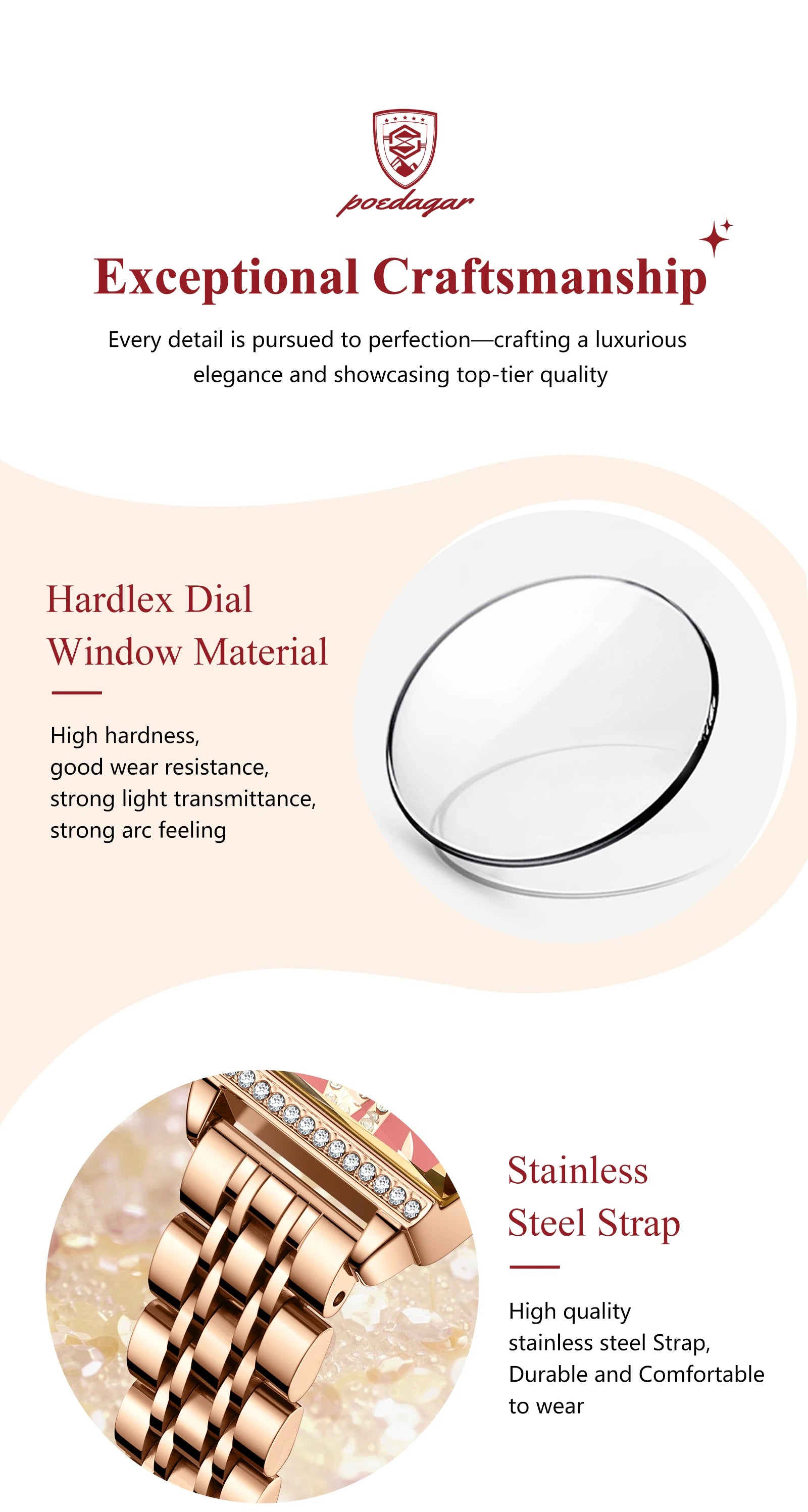 POEDAGAR Diamond Luxury Watch For Woman High Quality Waterproof Date Ladies Quartz Watch Stainless Steel Women Watches Reloj+Box