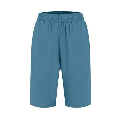 Womens Capris Cotton Linen Pants Drawstring Elastic Waist Pants Casual Cropped Trousers Daily Breeches Five Half Pants Pantalone