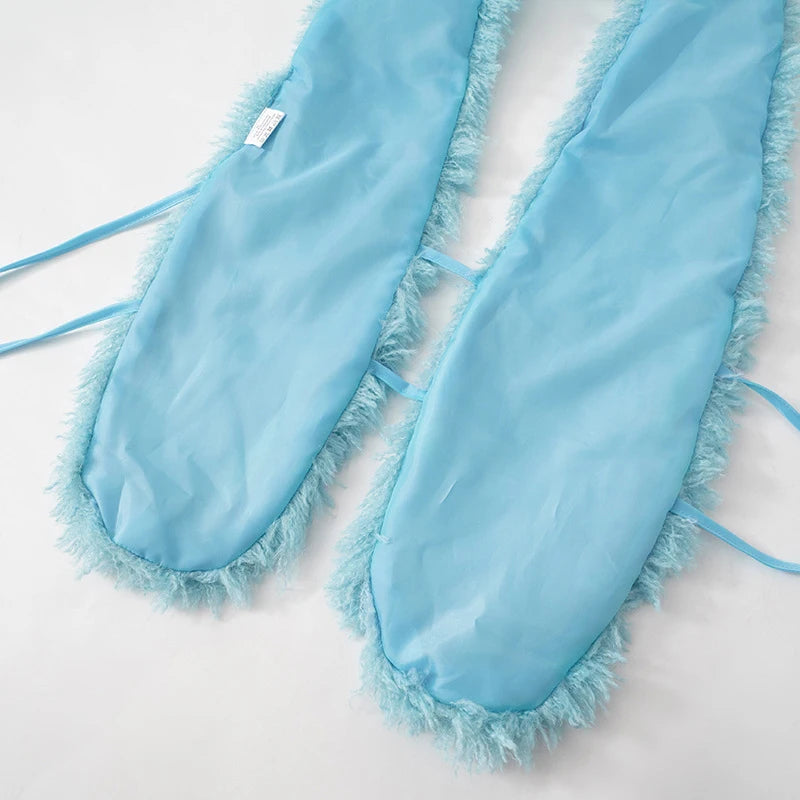 BKLD Sexy Temperament Fluffy Tops For Women High Street Y2K Nightclub Outfits Faux Fur Backless Lacing Solid 2025 Vest Waistcoat