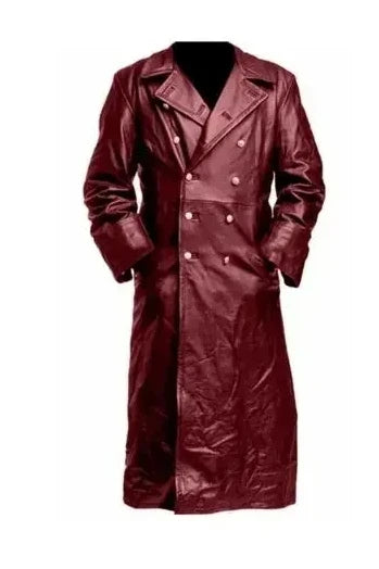 MEN'S GERMAN CLASSIC WW2 MILITARY UNIFORM OFFICER BLACK LEATHER TRENCH COAT - Badiee Stylez