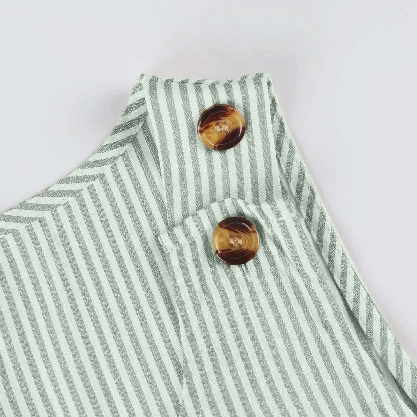 Summer Fashion Stripped Patchwork Commuting U-Neck Sleeveless Pockets Back Button Casual Straight Slimming Mini Dress For Women Badiee Stylez