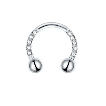 G23 Titanium CZ Paved Horseshoe Ball Piercing Nose Septum Ear Cartilage Tragus Earring Lip Nipple Eyebrow Rings PIERC Jewelry Silver CHINA