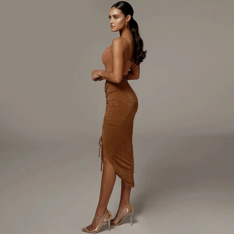 Women New Asymmetrical Shirring Skirt High Waist Pleated Fashion Pencil Skirt Summer Solid Wrap Hip Sexy Slim Irregular Skirts