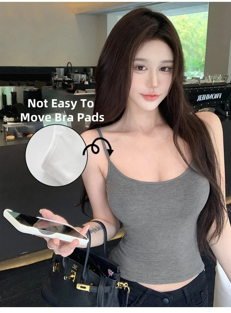 Show Figure Show Waist Thin Self-Tie Chest Pad Camisole Vest Inner Spring and Summer Thin Ballet