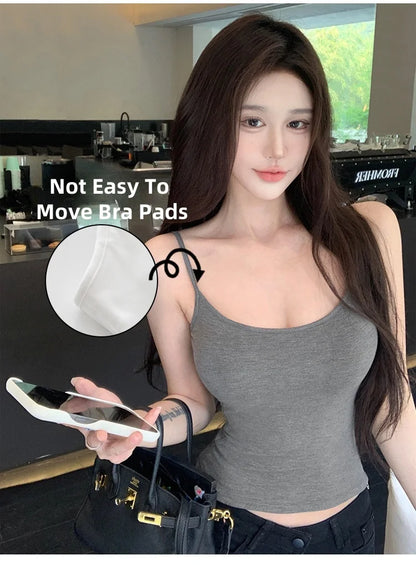 Show Figure Show Waist Thin Self-Tie Chest Pad Camisole Vest Inner Spring and Summer Thin Ballet