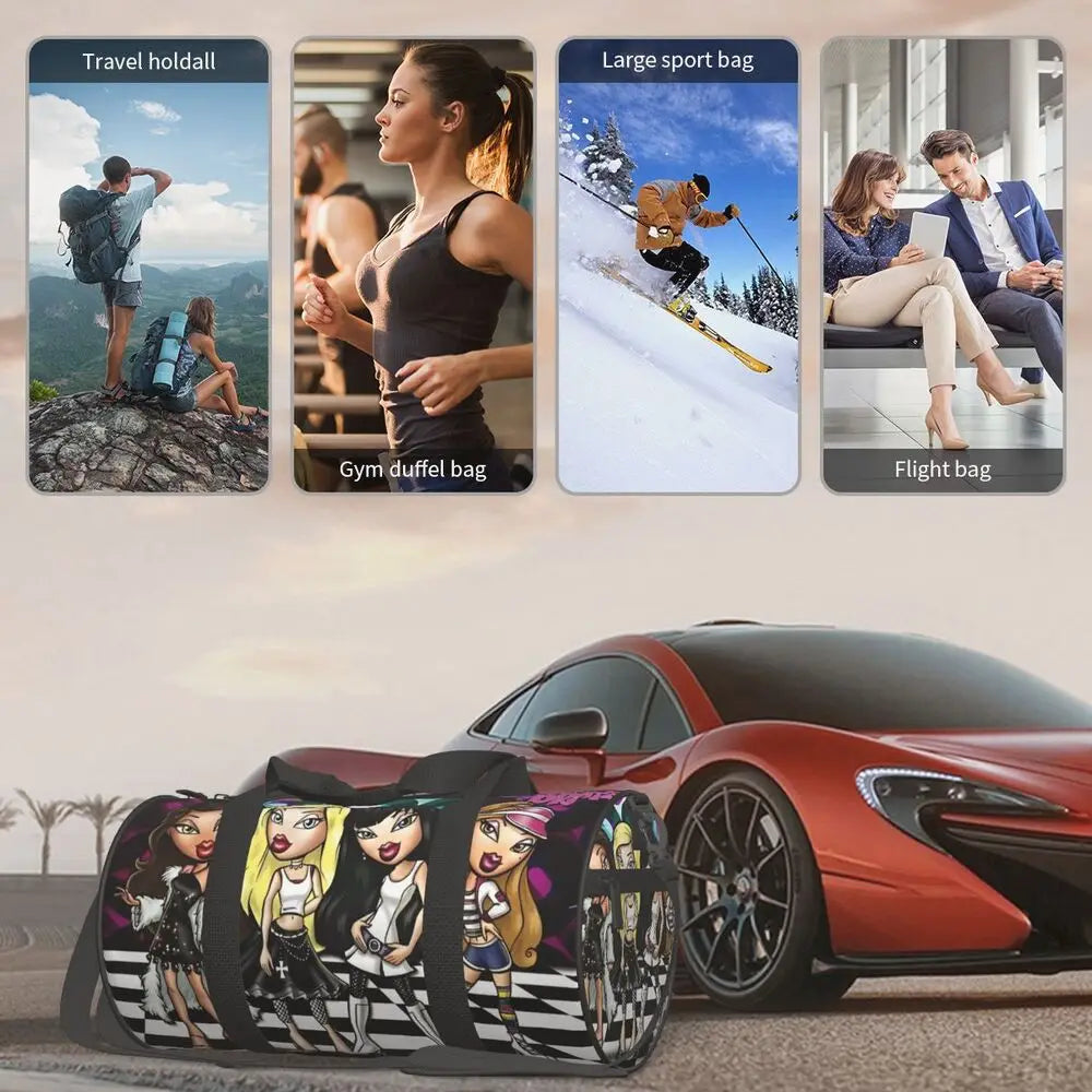 Bratz Glitter Sparkle Gym Bag Weekend Sports Bags Gym Accessories Travel Pattern Handbag Retro Fitness Bag For Male Female Badiee Stylez