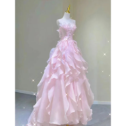 Pink Evening Dress Women's Light Luxury Banquet Toast Birthday Adult Badiee Stylez