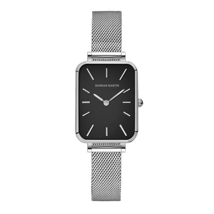 Square Women Stainless Steel Mesh Strap Watch Fashion Japanese Movement Rose Gold Simple Leisure Fashion Hannah Martin Watches 1241H-WYY