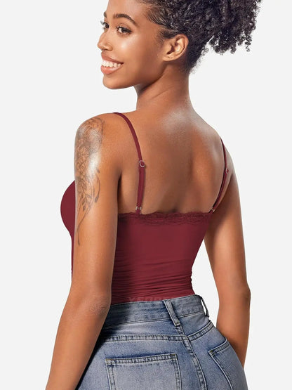 2025 Women Lace Tanks Top Spaghetti Strap Lace Square Neck Sleeveless Match Pants Soft Pullover Summer Camisole Women Clothes