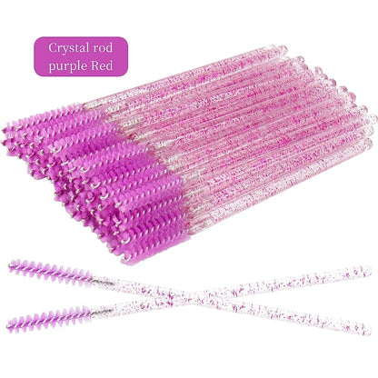 50pcs Grafted eyelashes Single color disposable eyelash brush Spiral eye Makeup Eyelash curler makeup brush cosmetic tools C502-purple 50pcs
