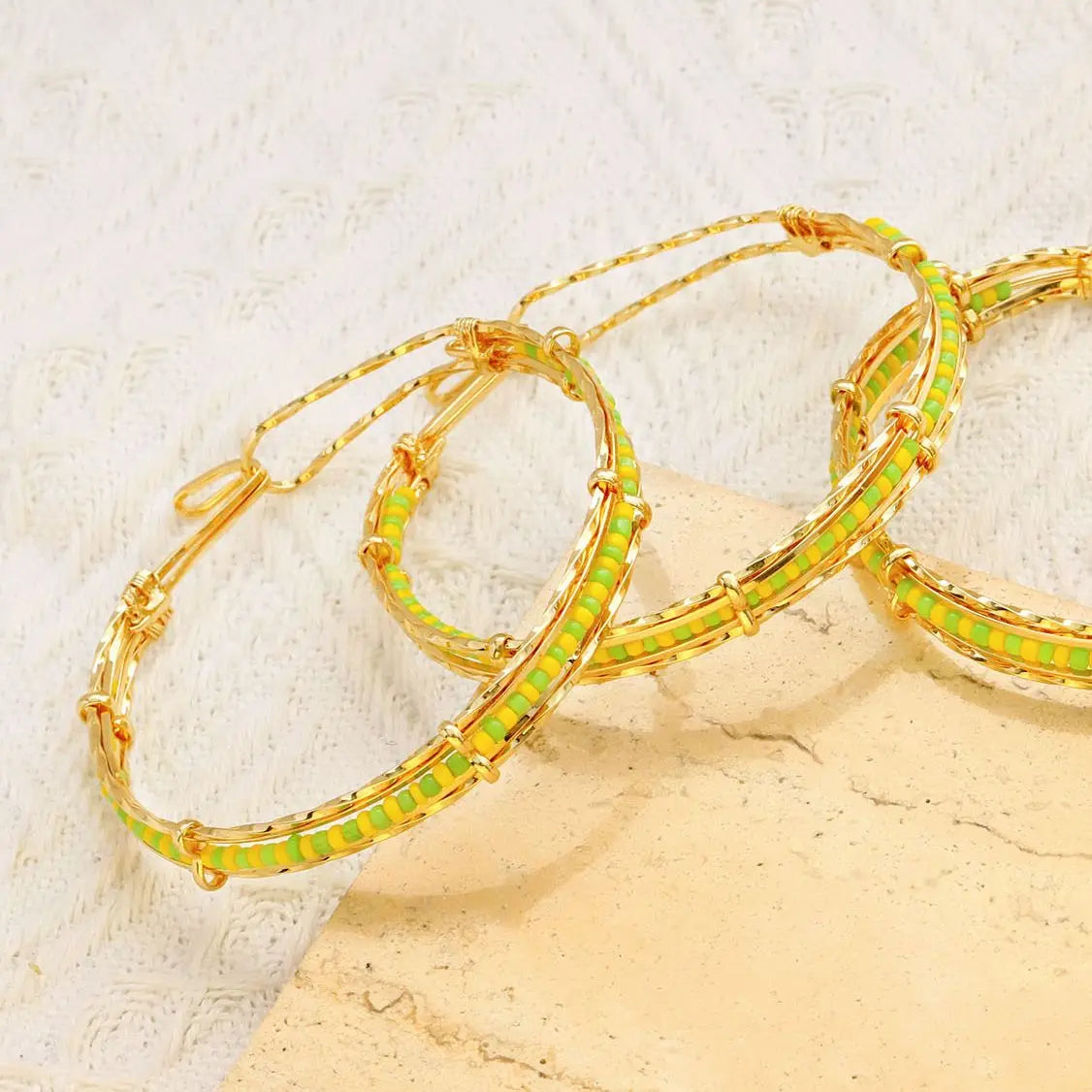 Wholesale New Arrival Stainless Steel Jewelry Green and Yellow Color Orula Elegua Bracelet Mix Beads Unisex Bangle For Women Men Badiee Stylez
