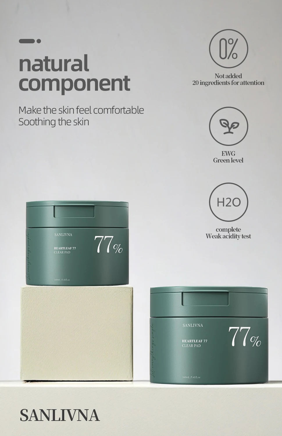 Heartleaf 77 Toning Pads, Moisturizing Pore Care, for Face Hydration Heartleaf Extract Moisturizing Centella Asiatica 160ML