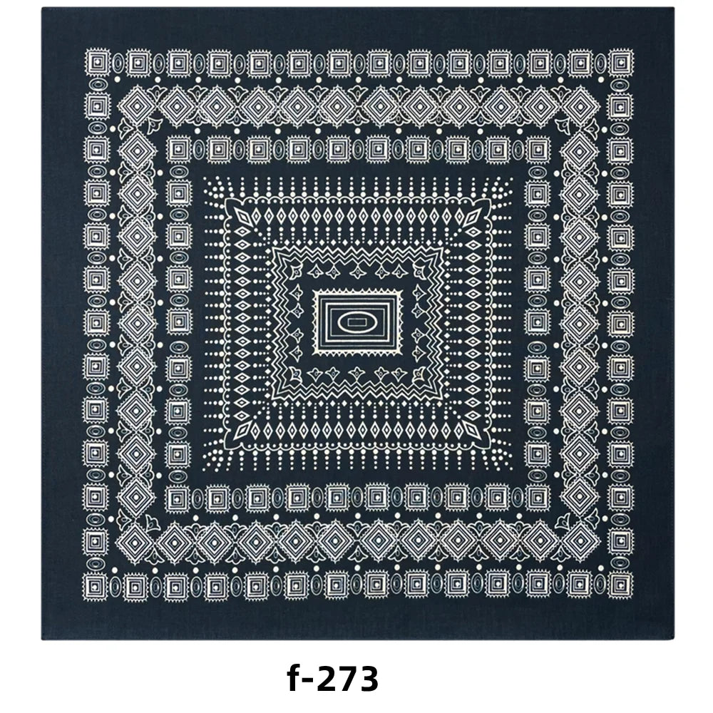 Popular Hip Hop Navy Blue Cashew Flower Bandana Men Women Outdoor Headbands Hair Band Wrist Wrap Amoeba Scarves Hair Accessories f-273