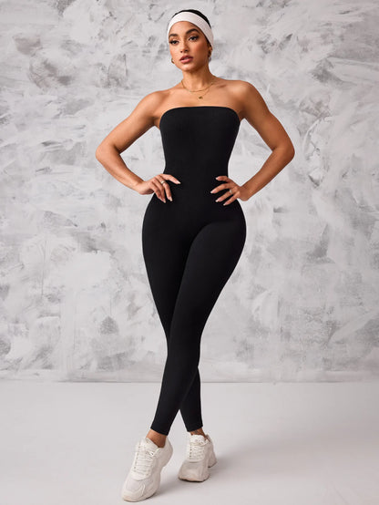 Anti Slip Strip Strapless Sports Jumpsuit Featuring Backless Lifting Hip Lifting To Shape Body Fit Snugly Yoga Fitness Underwear Badiee Stylez