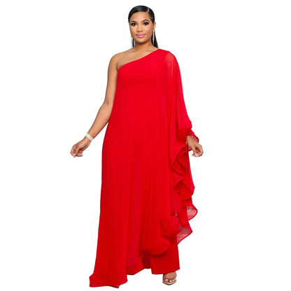 Women One Shoulder Jumpsuit Ruffle Long Sleeve Elegant Solid Aysmmetric Fashion Autumn Rompers Casual Party Club Jumpsuits 2024 Badiee Stylez