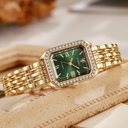 New High-end Luxury Ladies Watches Elegant Diamond Jewelry Quartz Bracelet Wristwatch Gifts for Women 2025 Fashion Dress Watch green