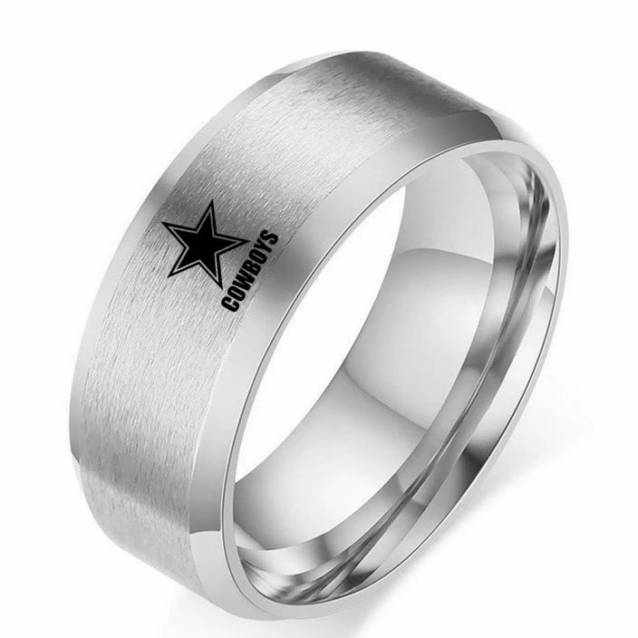 MOREDEAR 8mm Black Titanium Ring Dallas Cowboys For Men and Women M333JR2010-8S