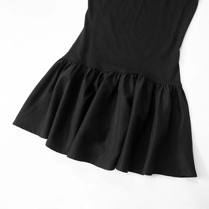 Summer Sleeveless Black Party Club Birthday Mini Pleated Dress Outfits for Women Y2K Streetwear Bodycon Short Dresses Vestido