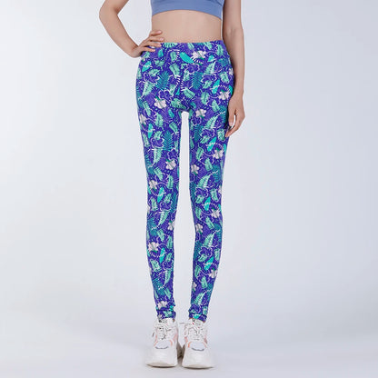 CUHAKCI High Waist Animal Printed Leggings Soft Stretchy Women Sexy Leopard Print Pencil Pants Sport Fitness Yoga Leggings S-2XL Sapphire Green Leaf