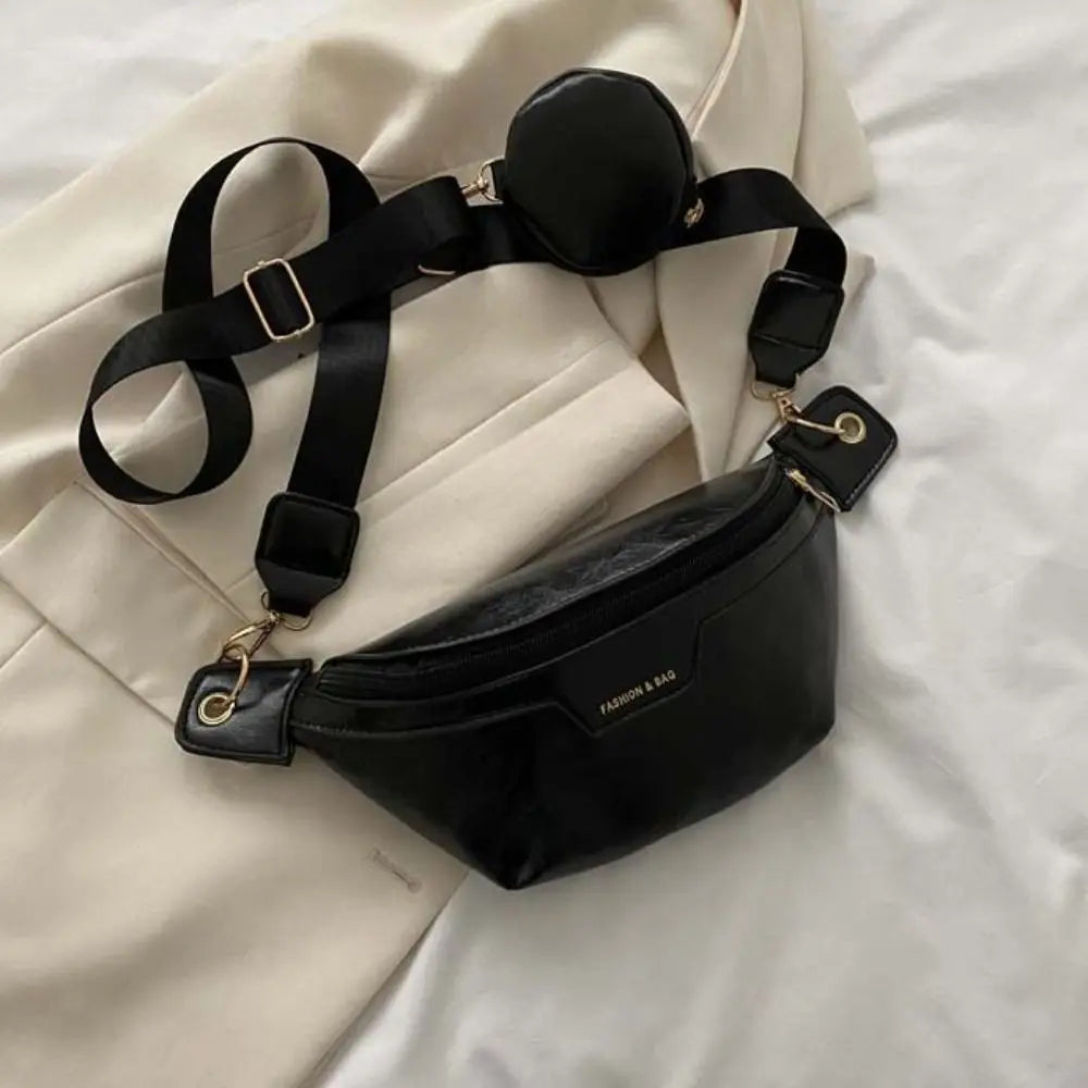 Portable Fanny Packs PU Chest Bag With Coin Purse Korean Style Banana Bag Half Moon Bag Large Capcity Running Waist Bag Men