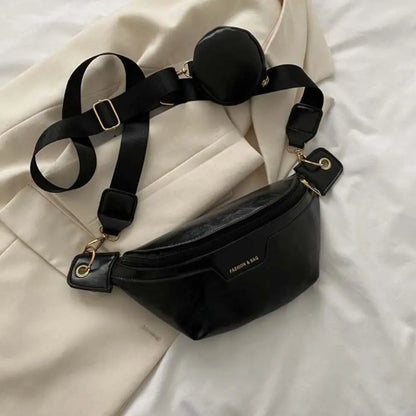 Portable Fanny Packs PU Chest Bag With Coin Purse Korean Style Banana Bag Half Moon Bag Large Capcity Running Waist Bag Men