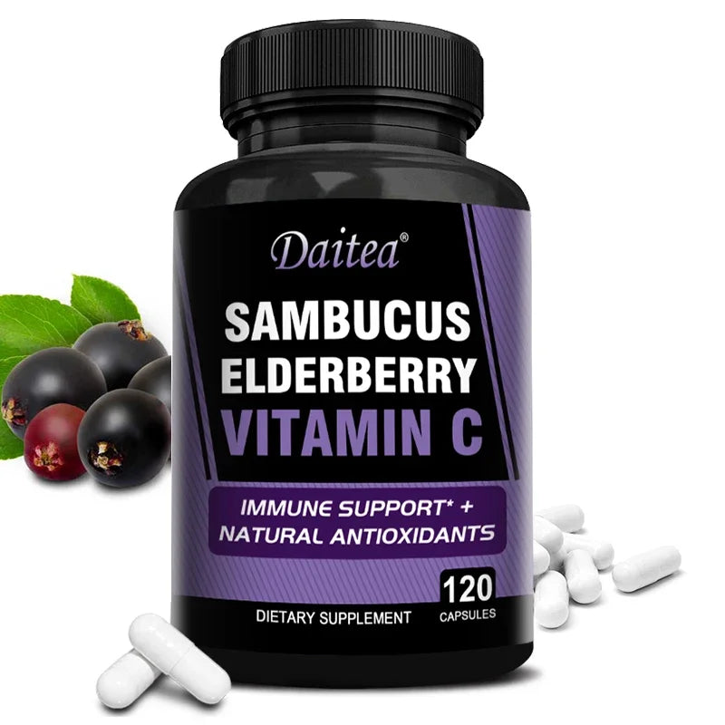 Elderberry Immune Support Supplement with Elderberry Vitamin C and Zinc To Support Respiratory Health and Boost Antioxidants